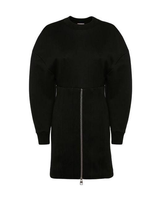 McQueen Black Zipped Long Sleeved Dress