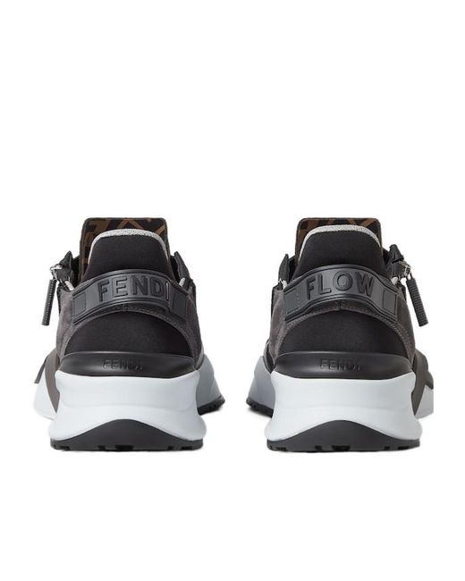 Fendi Gray Flow Low-Top Sneakers for men