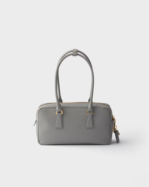 Prada Gray Small Saffiano Leather Top-Handle Bag