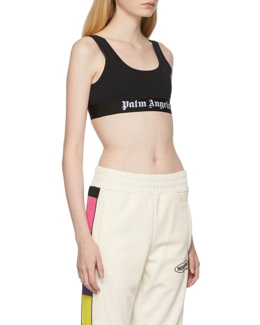 Palm Angels Black Logo-Underband Scoop-Neck Bra