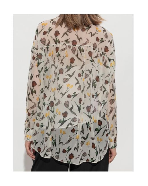 Marni White Floral Printed Long-Sleeved Shirt