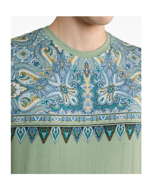 Etro Green Paisley Panel T-Shirt for men