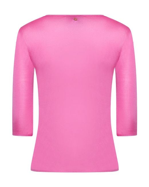Giorgio Armani Pink V-Neck Jersey Jumper