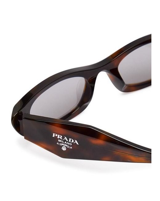 Prada White Narrow Oval-Frame Sunglasses