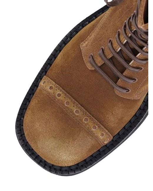 Miu Miu Brown Logo-Embossed Lace-Up Boots