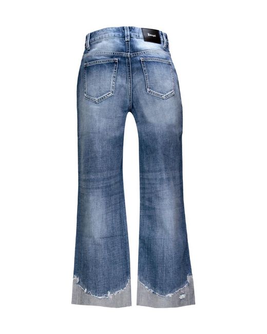 LIU REGALI Blue Faded Imitation Denim Trousers