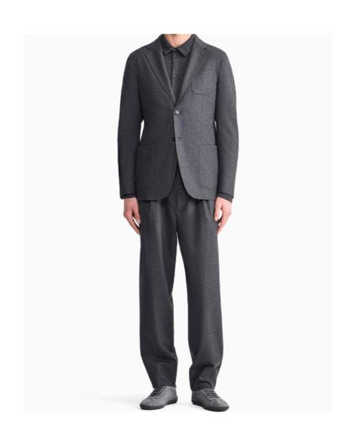 Giorgio Armani Blue Unlined Single-Breasted Stretch Cashmere Jacket With Two Buttons for men