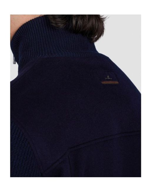 Paul & Shark Blue Knit-Sleeves Jacket for men
