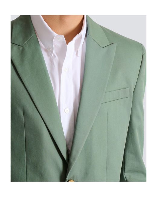 Balmain Green Cotton Twill 2-Button Jacket for men