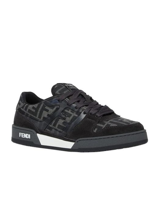 Fendi Black Ff Jacquard Low-Top Sneakers for men