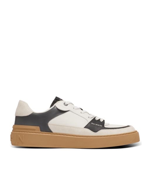 Balmain White B-Court Flip Leather Trainers for men