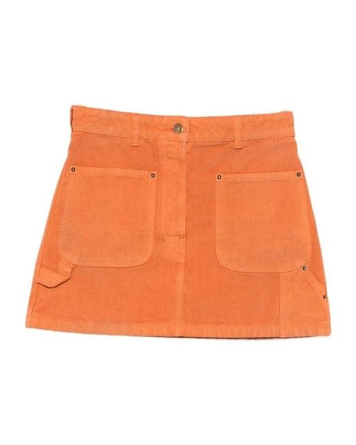 Prada Orange Triangle-Patch Mini Skirt