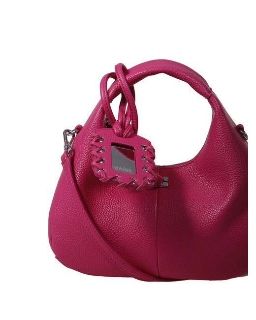 Ganni Pink Cabaret Mini Hobo Shoulder Bag