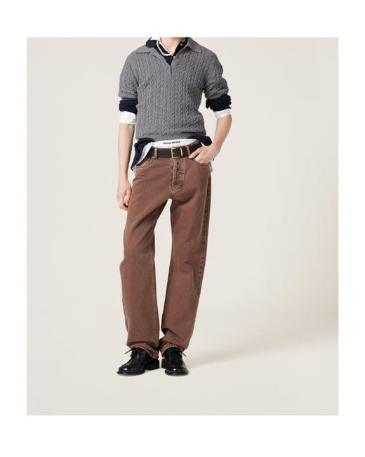 Miu Miu Brown Mid-Rise Straight-Leg Jeans