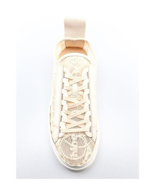 Chloé Natural Chloé Lauren Lace-Up Sneakers