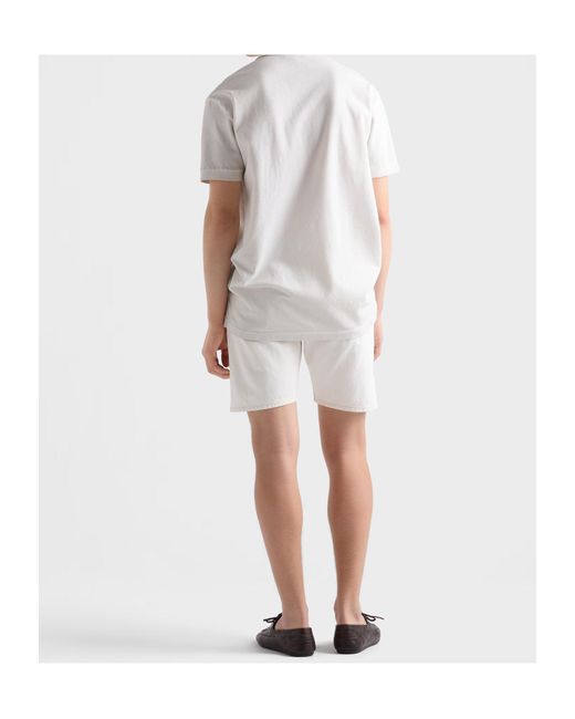 Prada White Old Denim Bermudas for men