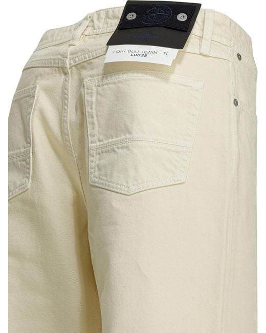 Stone Island Natural Wide-Leg Cotton Pants for men