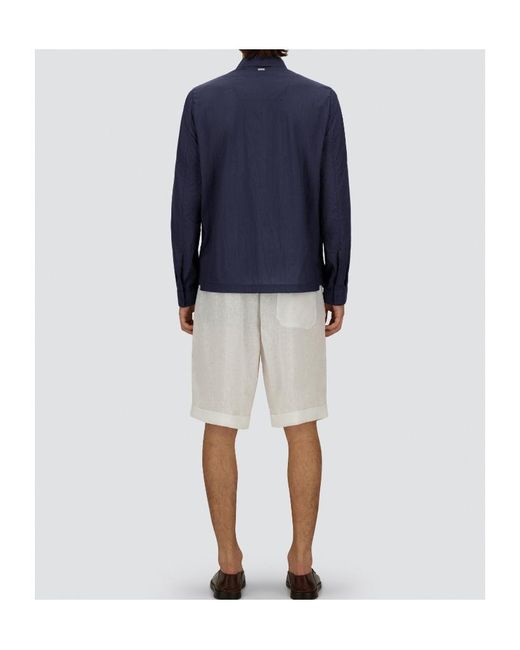Herno Blue Long Sleeved Utility Overshirt for men