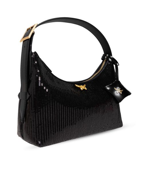 MCM Black Sequined Shoulder Bag