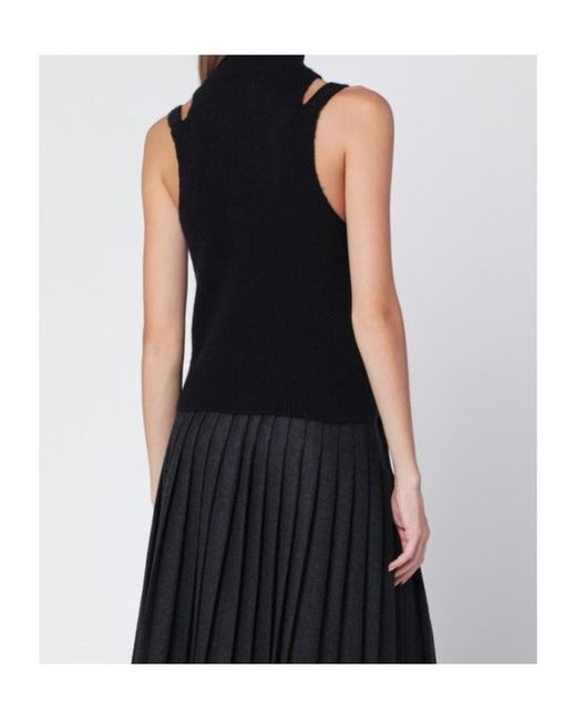 Roberto Collina Black Sleeveless Turtleneck Knitwear