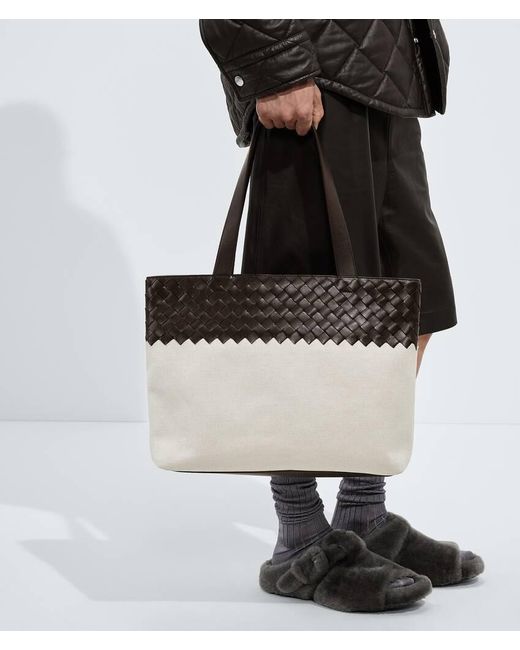 Bottega Veneta White Small Intrecciato Zipped Tote for men