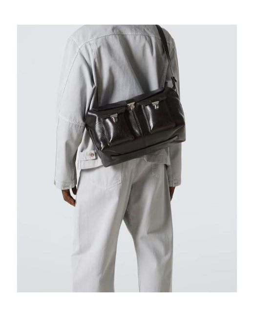 Lemaire Black Week-End Gear Leather Shoulder Bag for men