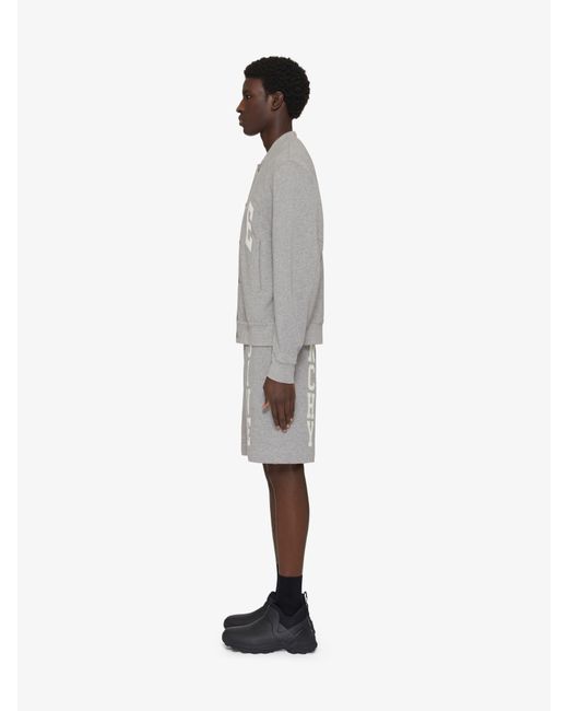 Givenchy Gray Logo Printed College Bermuda Shorts for men