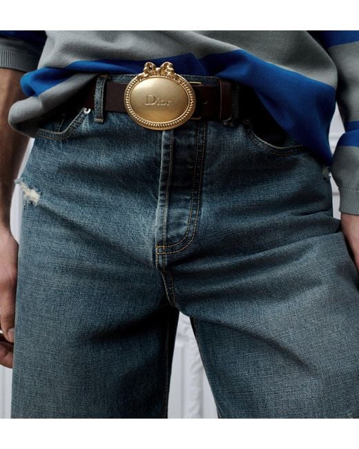 Dior Blue Homme Distressed Wide-Leg Jeans for men