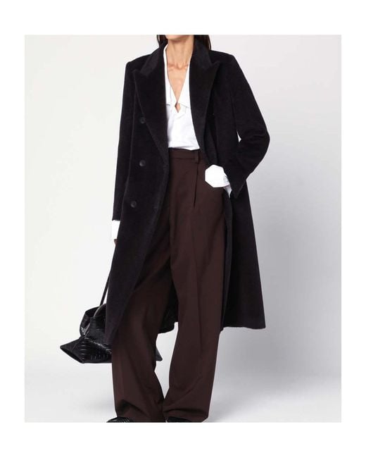 Tagliatore Black Double-Breasted Belted Coat