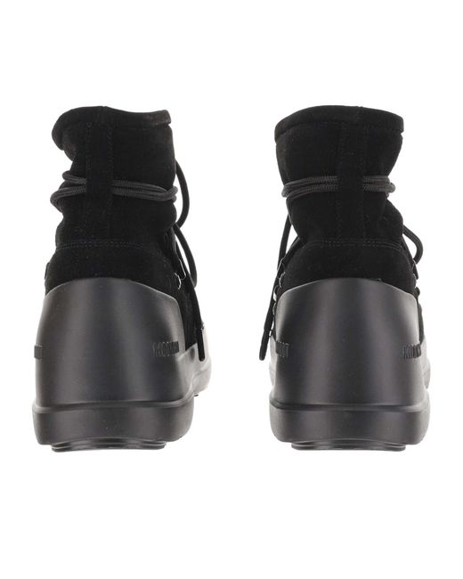 Moon Boot Black Luna Logo Embossed Boots