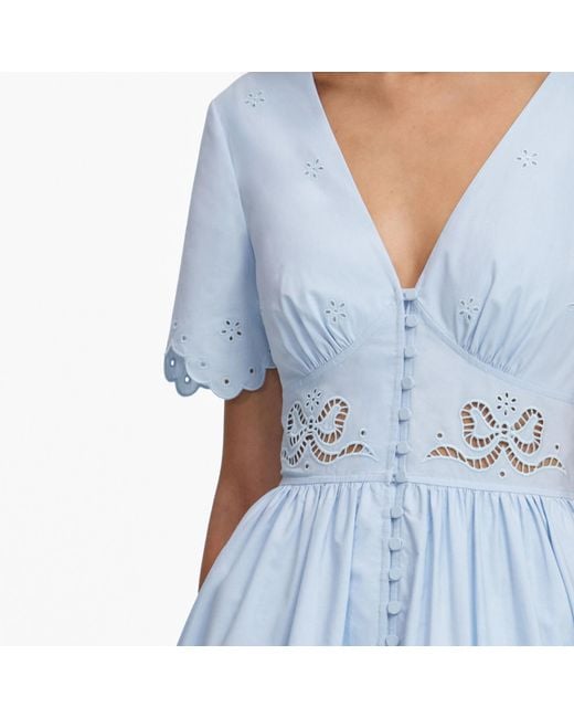 Self-Portrait Blue Embroidered Midi Dress