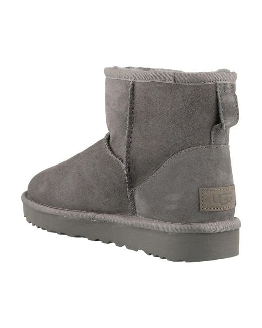 Ugg Gray Classic Mini Ii Logo-Patch Ankle Boots