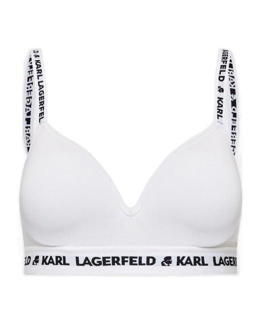 Karl Lagerfeld Gray Logo Padded Bra