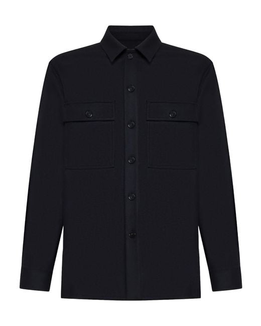 Jil Sander Blue Buttoned Flannel Shirt for men