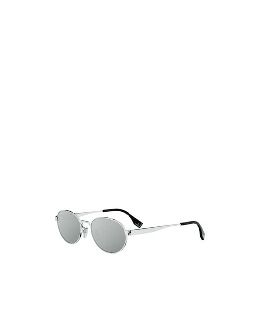 Fendi White Eyewear Oval Frame Sunglasses for men