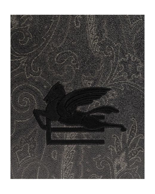Etro Black Pegaso Embroidered Pouch Bag for men