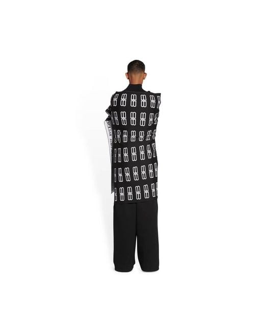 Balenciaga Black Sciarpa Plaid Bb Icon Da Uomo for men