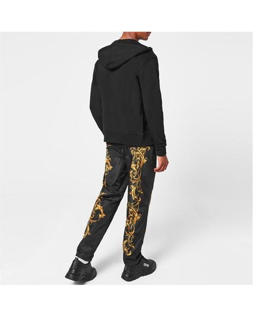 Versace Jeans Black Zippered Hooded Sweatshirt for men