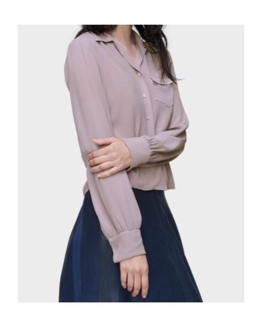 Maison Margiela Purple Long-Sleeved Satin Shirt