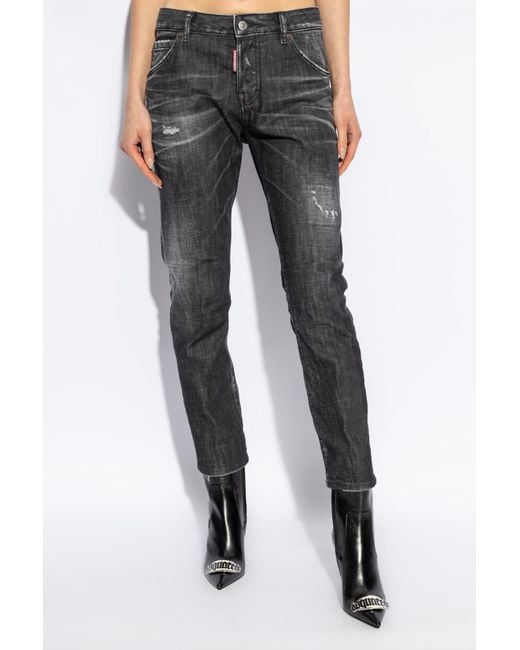 DSquared² Gray Cool Straight-Leg Distressed Jeans