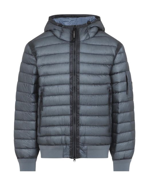 C P Company Blue D.D. Shell Hooded Lens Down Jacket for men