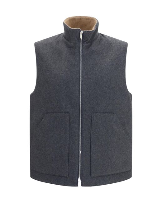 Lardini Blue High Neck Zip Vest for men