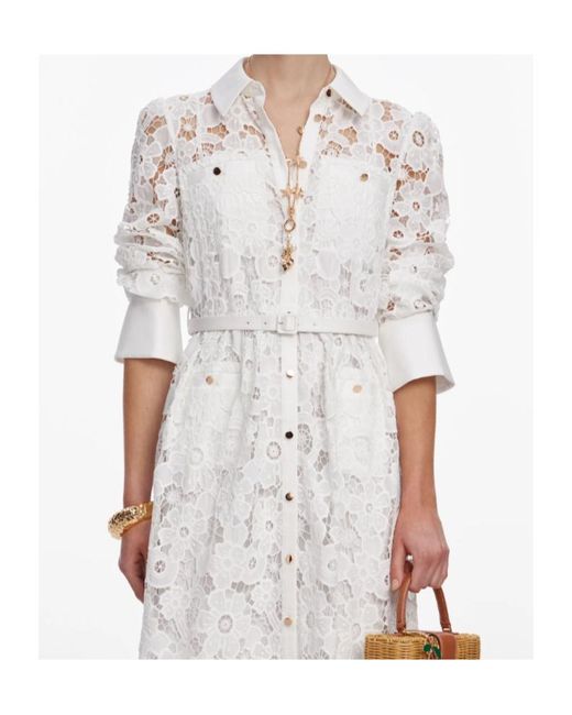 Self-Portrait White Lace Collared Maxi Dress