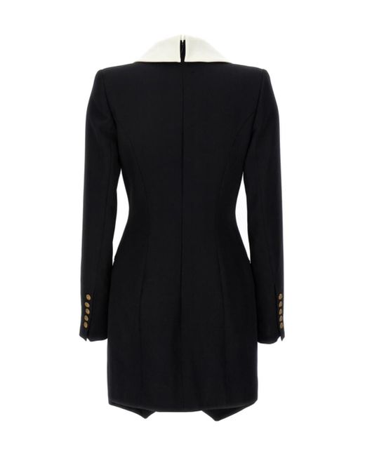 Balmain Black V-Neck Buttoned Mini Dress