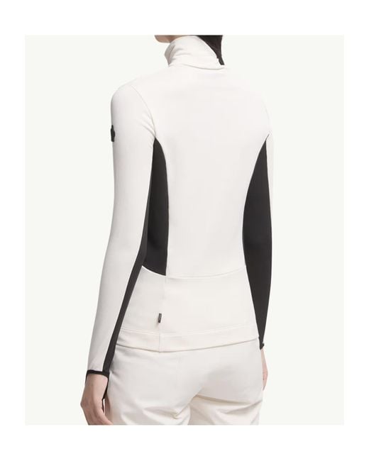 Moncler White Polartec Half-Zip Turtleneck