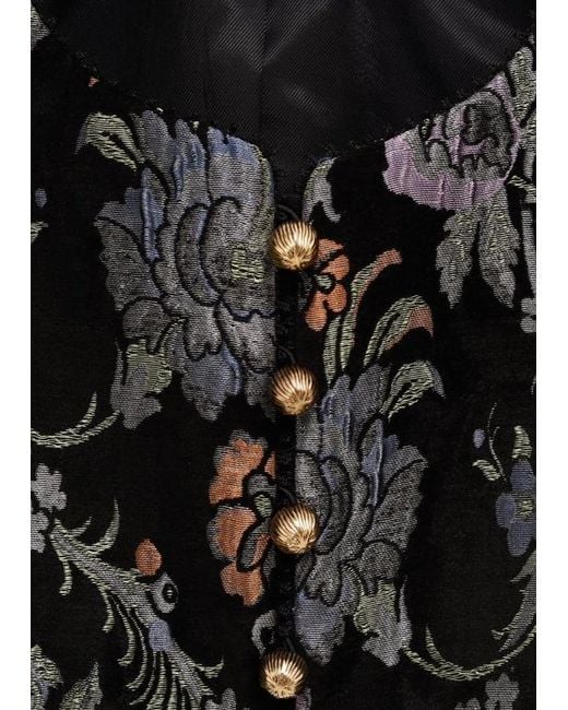 Chloé Black Floral-Brocade Woven Cropped Jacket