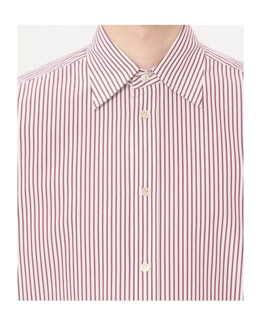 Valentino Pink Vlogo Embroidered Striped Shirt for men