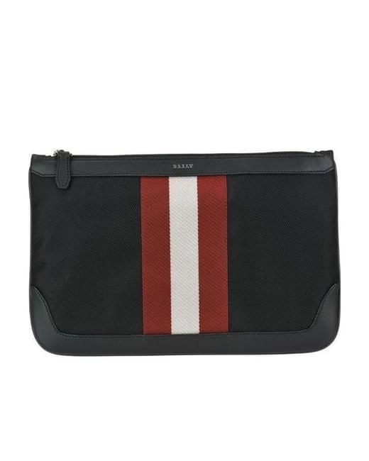 Bally Black Embossed Logo Clutch Bag for men