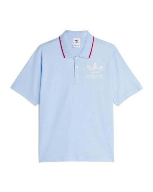 Adidas Originals Blue X Wales Bonner Short Sleeved Polo Shirt for men