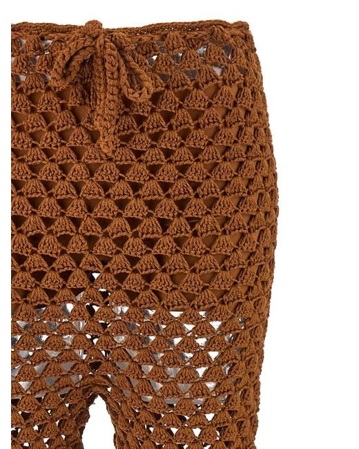 Ermanno Scervino Brown Crochet Work Trousers
